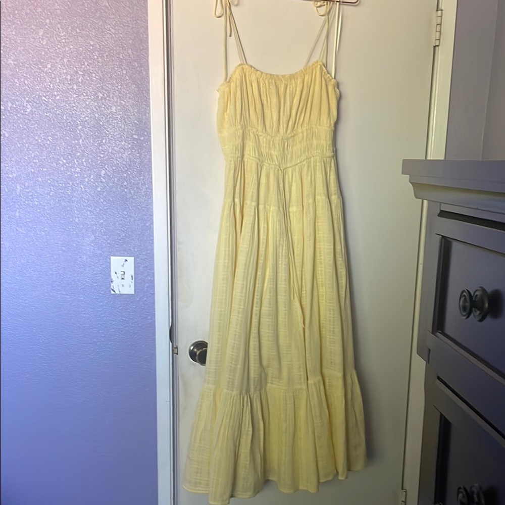 J. Crew Yellow Smocked Tiered Sundress